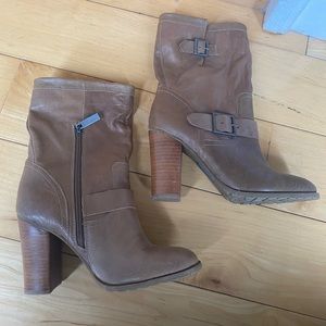 Brown Adam Tucker Leather Boots, Size 7